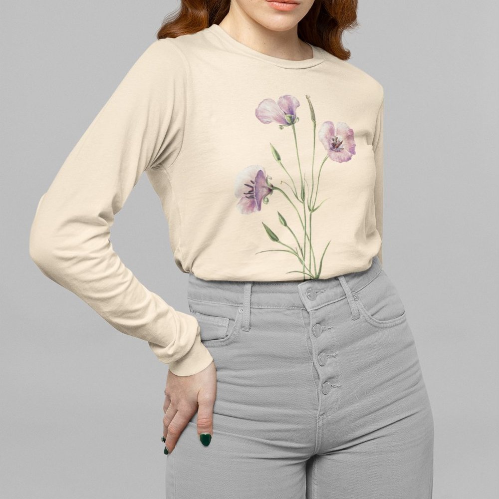 Splendid Mariposa Lily VTG Floral Print Long Sleeve Graphic Tee T-shirt S M L XL